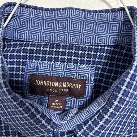 Johnston & Murphy Men's Medium Button Front Dress Casual Shirt Workwear Blue - Picture 2 of 7